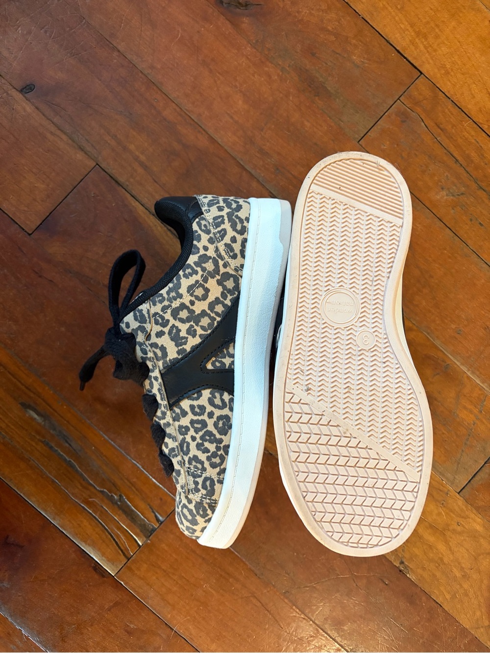 Kids Leopard Print Black Accent Low-Top Sneakers